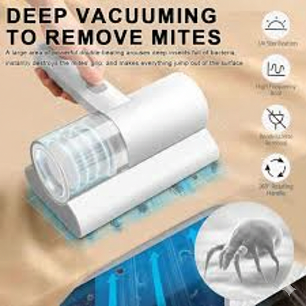 Wireless UV-C Mite Remover & Bed Vacuum – Handheld Mattress & Sofa Cleaner
