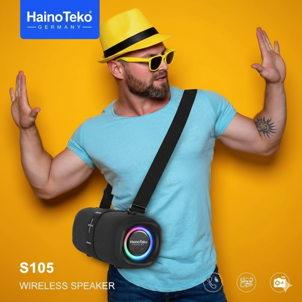 مكبر صوت لاسلكي محمول هاينو تيكو S105 - صوت جهير عميق واتصال بلوتوث