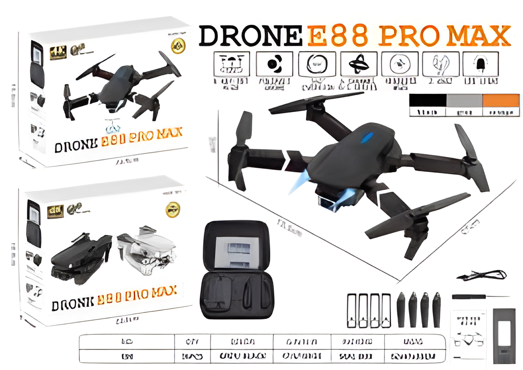 E88 Drone with HD Camera – Foldable WiFi FPV Quadcopter with Altitude Hold