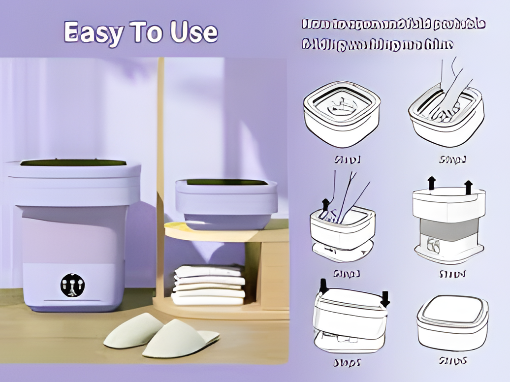 Folding Portable Washing Machine – Mini Compact Washer for Clothes, Baby Items & Travel
