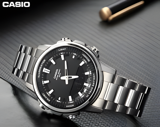 Casio AMW-880D Analog-Digital Watch – Dual Display, Stainless Steel Band, 100M Water Resistant