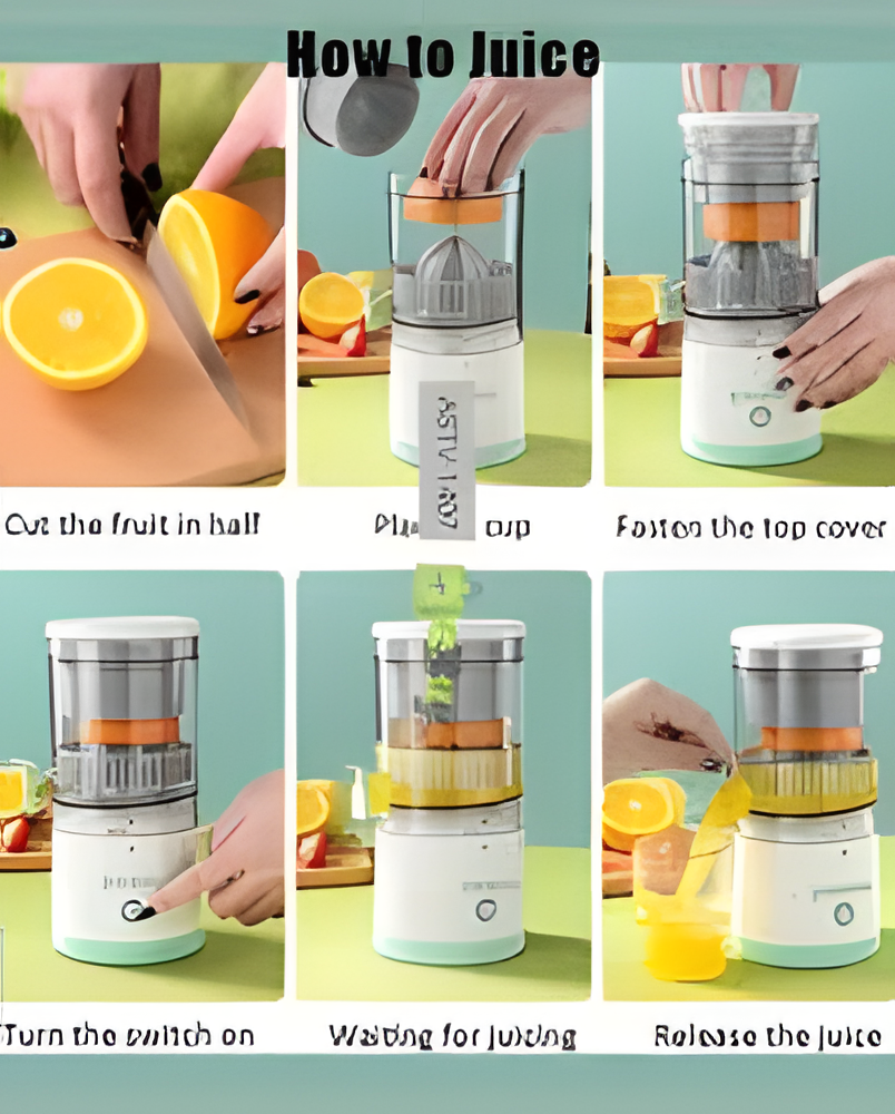 Portable Electric Citrus Juicer – USB Rechargeable Automatic Juicing Machine
