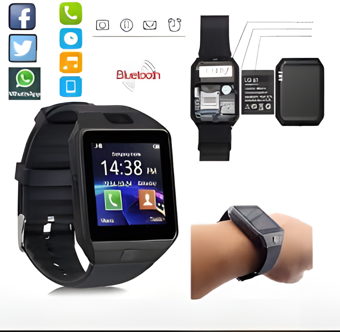 DZ09 Smart Mobile Watch – SIM, Bluetooth Calling & Touch Screen