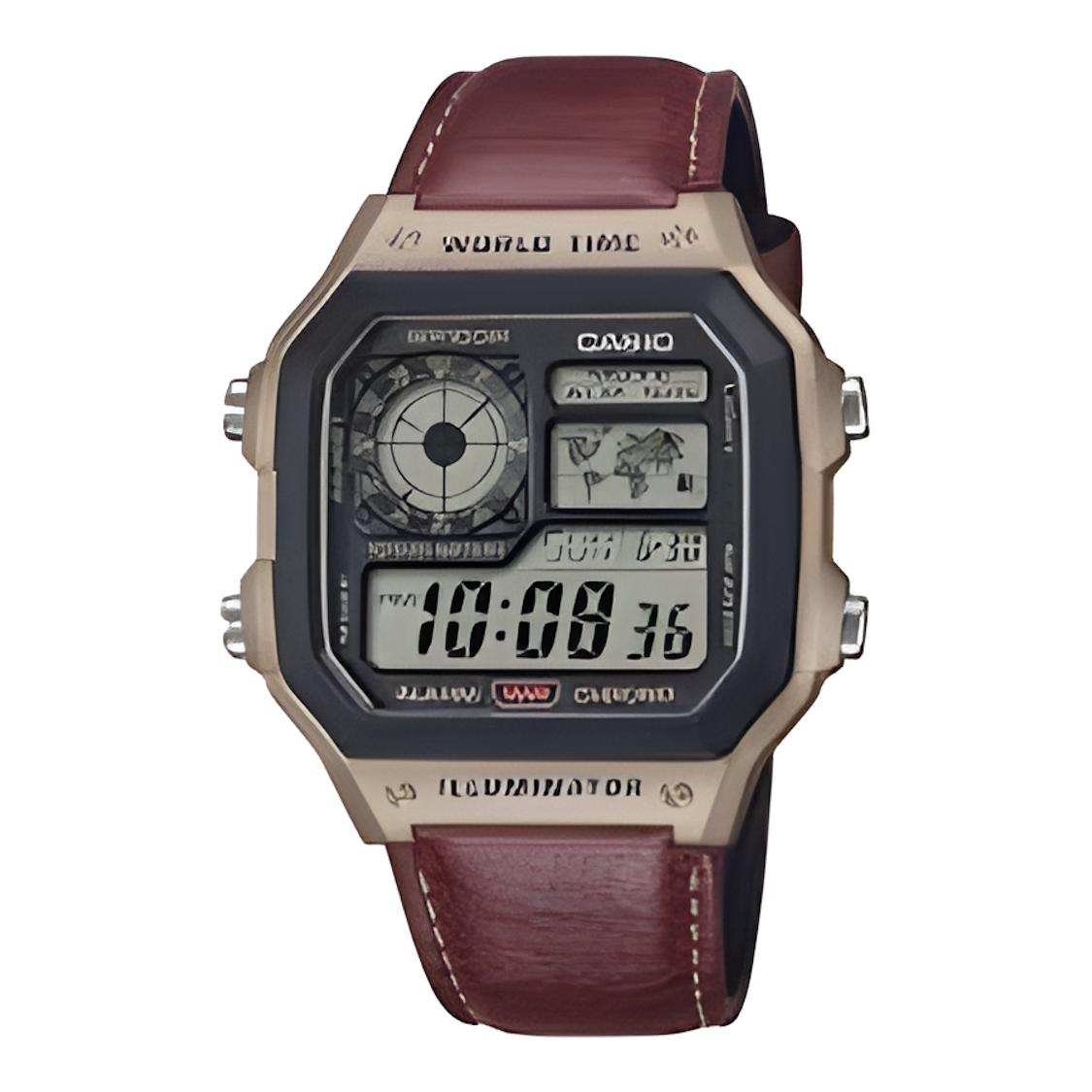 Casio Standard AE-1200WHL-5AV – World Time Digital Watch with Leather Strap