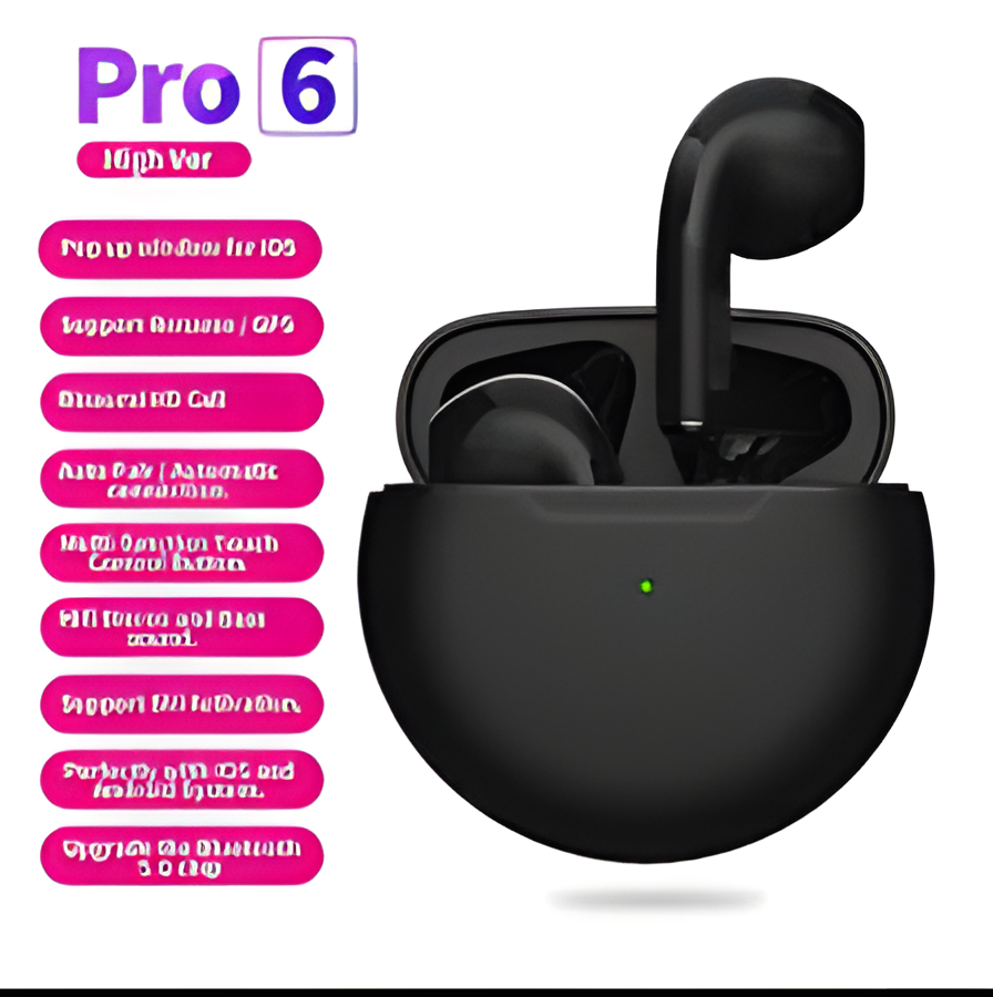 Air Pro 6 Wireless Earbuds – HD Sound, Touch Control & Portable Charging Case