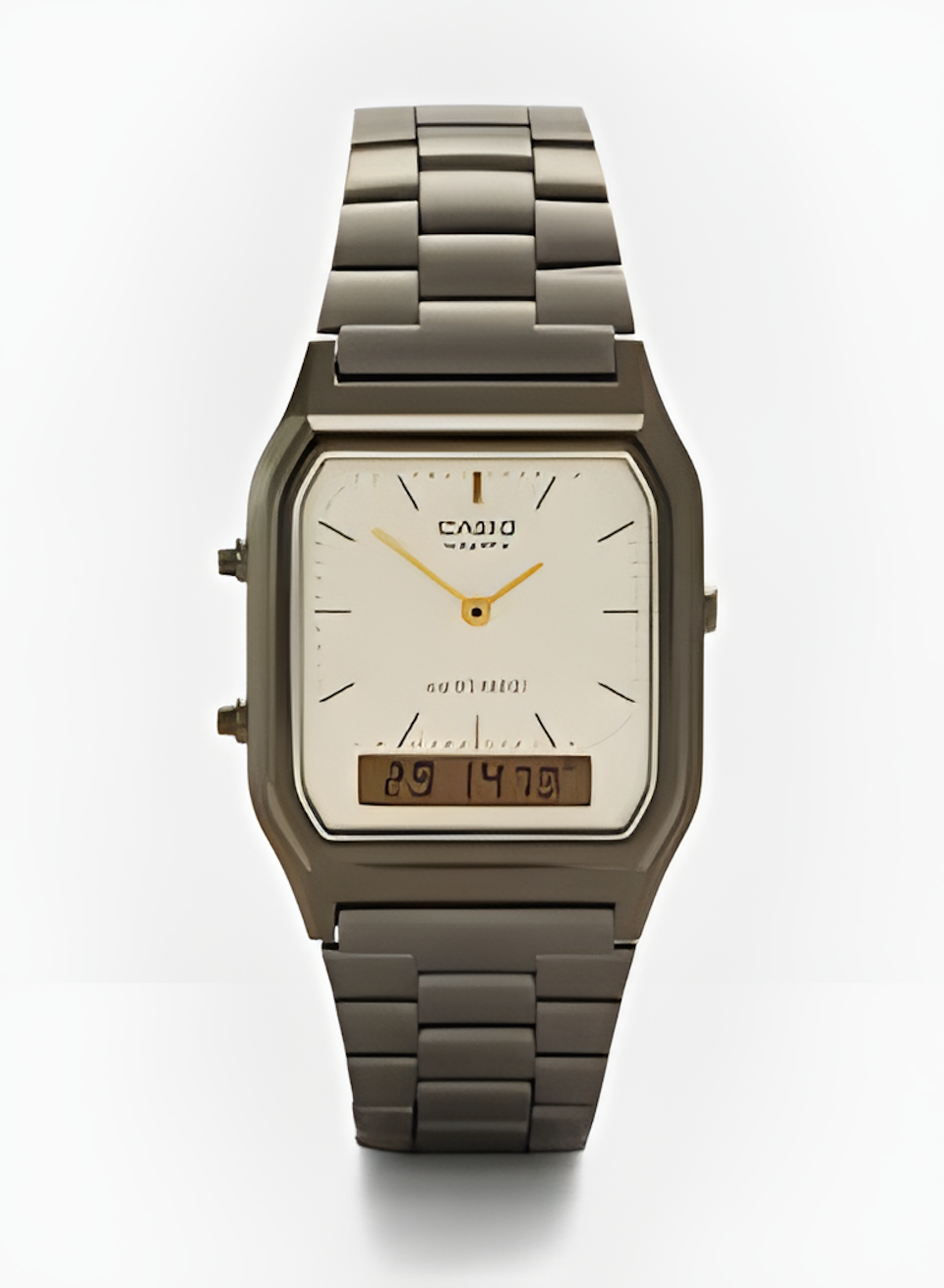 Vintage Dual Display Chain Watch – Retro Analog & Digital LED Bracelet Watch for Men & Women