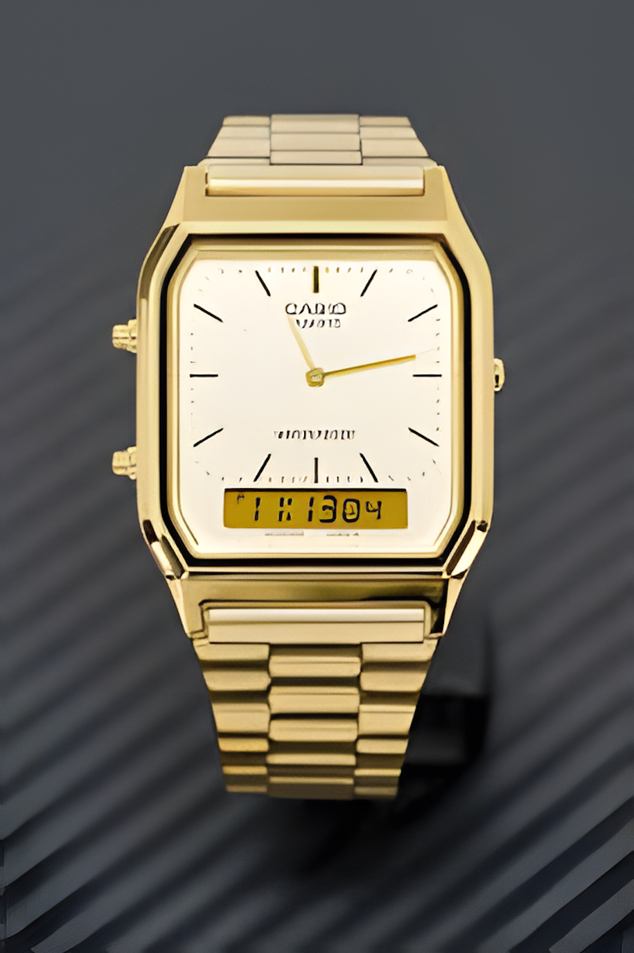 Vintage Dual Display Chain Watch – Retro Analog & Digital LED Bracelet Watch for Men & Women