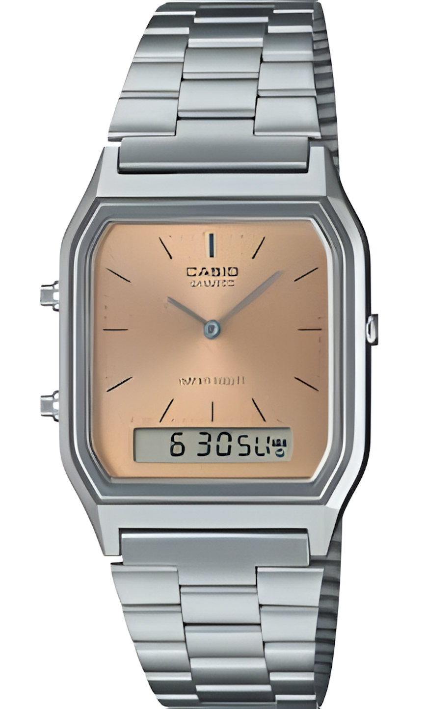 Vintage Dual Display Chain Watch – Retro Analog & Digital LED Bracelet Watch for Men & Women